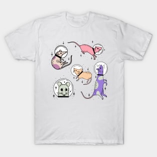 five astronaut rats in pastel colors cute gift T-Shirt